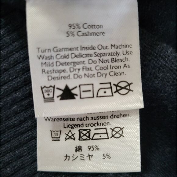 Eddie Bauer Cotton/Cashmere Men's V-neck Navy Sweater - Picture 8 of 11